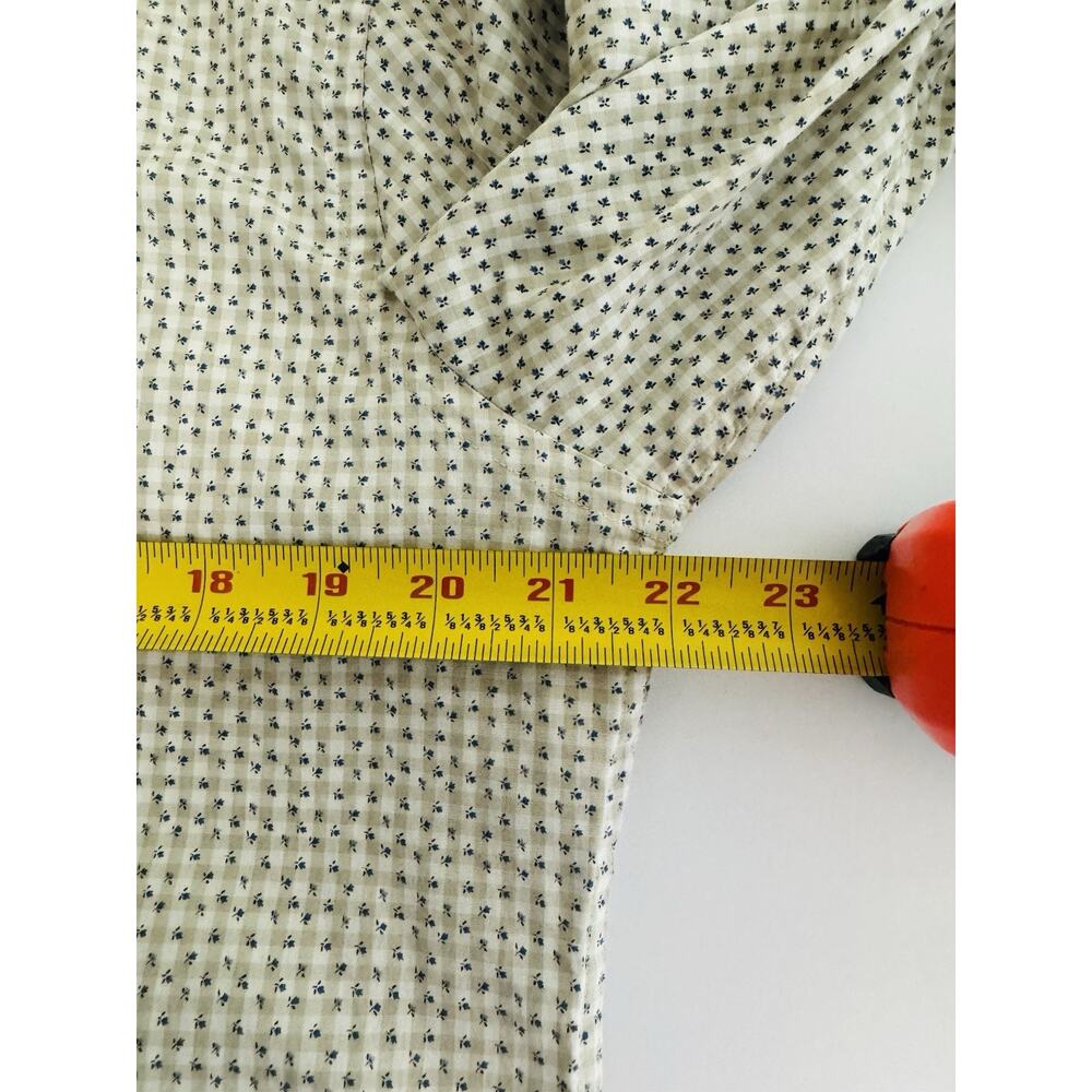 Bugatchi Comfort Stretch Men’s 17 Beige Gingham Floral Print Button-Up Shirt - Picture 3 of 12